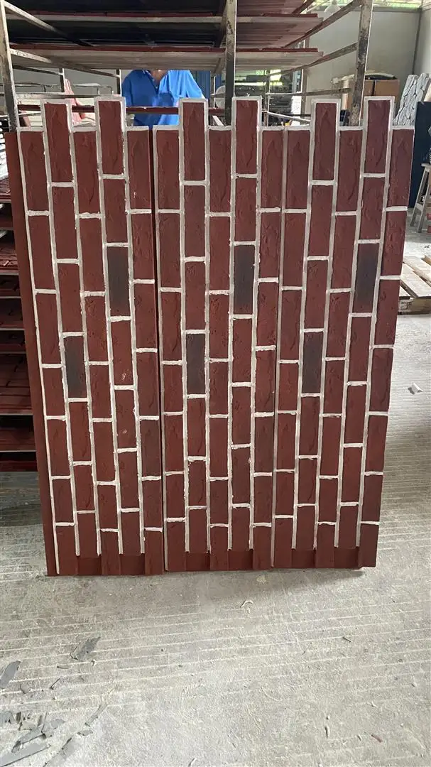 High Quality Interior Exterior Lightweight Polyurethane PU Faux Brick Veneer Wall Tiles Panel PU Foam Culture Red Bricks Panels