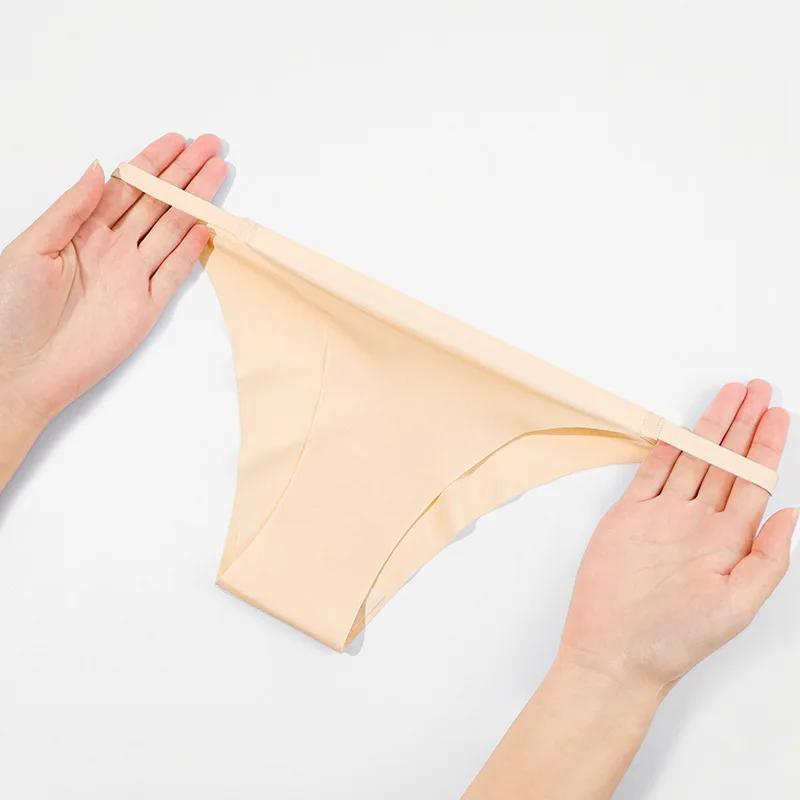 America Europe Size 77% Polyamide 23% Elastane Thin Belt Ladies Sports Seamless Panties Ice Silk Underwear Women Tanga Briefs