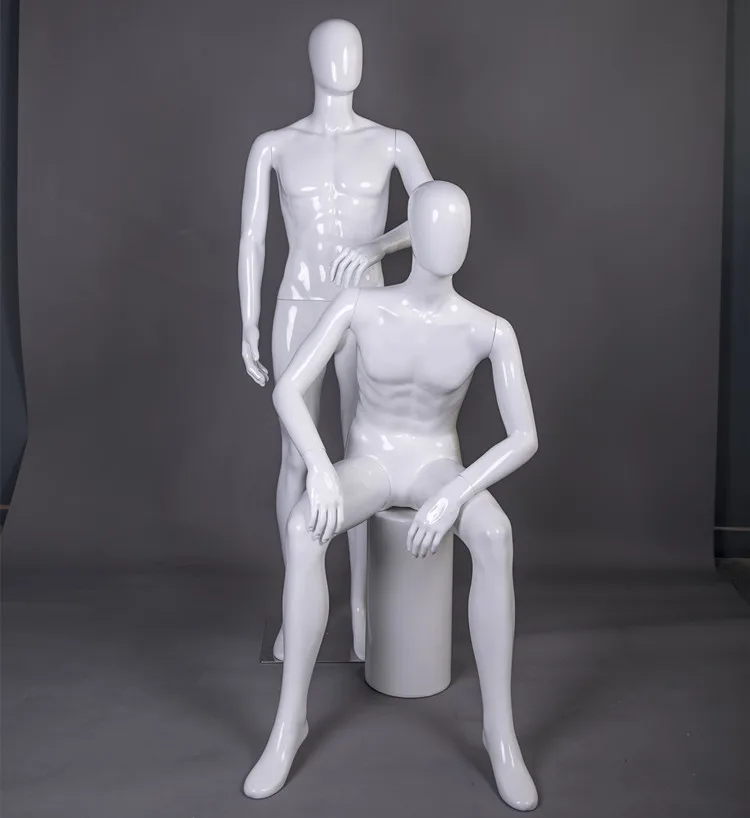 Plastic glossy white male manikin men mannequins for clothing
