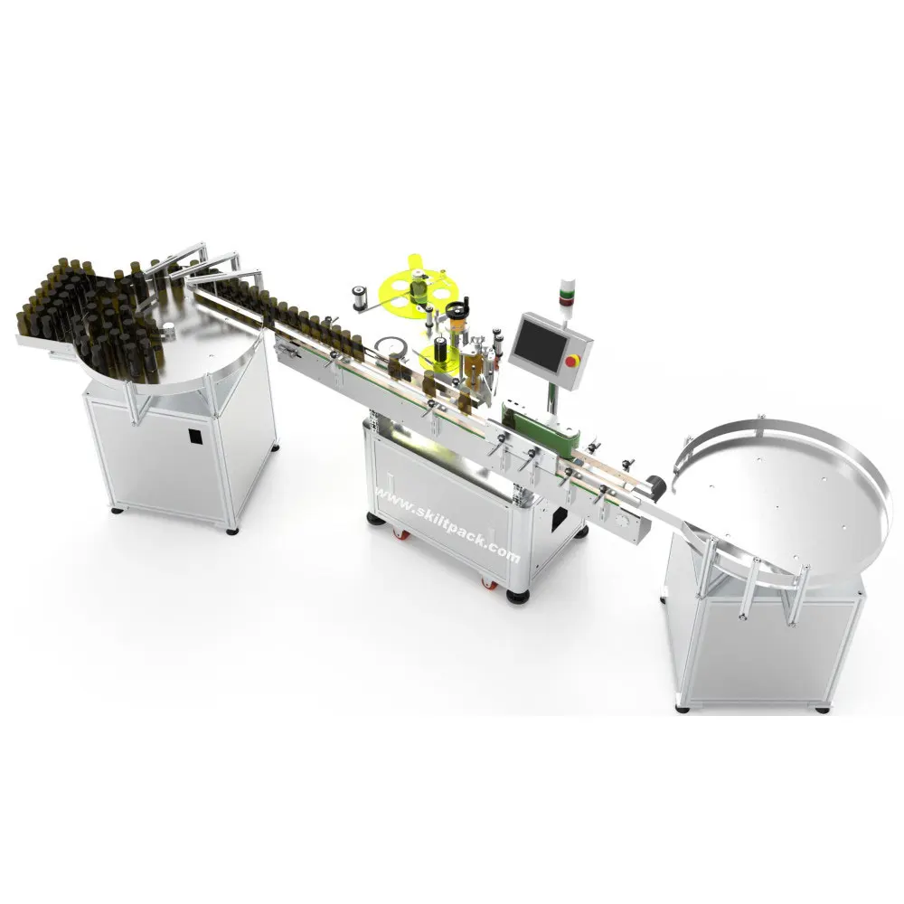 Glass bottle sprayer vertical type labeling machine with two turntables