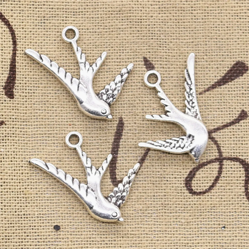 Charms flying swallow bird 26x25mm Tibetan Silver Color Pendants Antique Jewelry Making DIY Handmade Craft