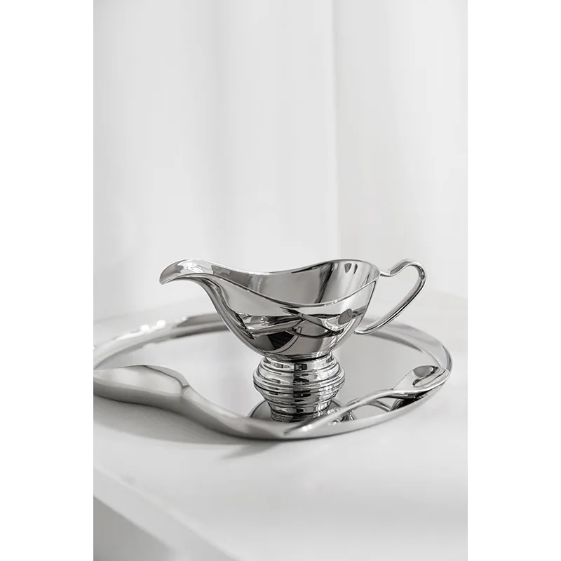 European Style Stainless Steel Sauce Boat Western Steak Juice Cup Teppanyaki Model Room Decorative Ornaments Gravy Boats