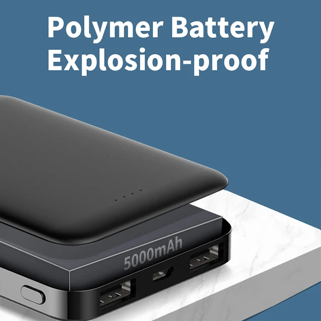 Factory price Slim portable dual USB micro mini mobile phone charger 5000mAh powerbank power bank 5000 mah power banks