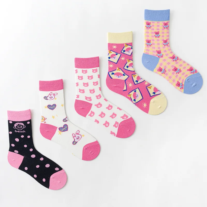 YL Calcetines Slouch Socks Meias Designer Chaussette Socken Happy Funny Embroidery Custom Novelty School Cute Fruit Socks Women