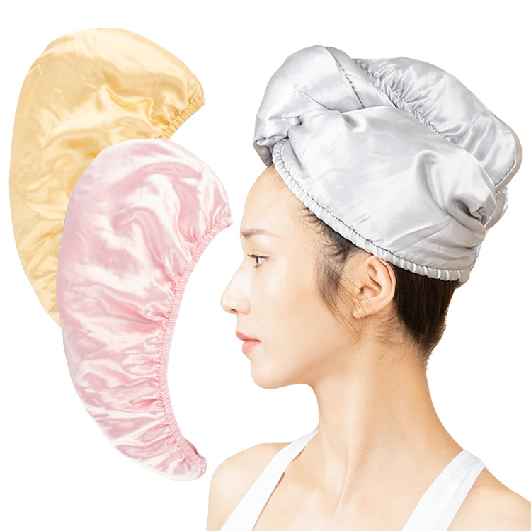 Оптовая Продажа с фабрики шелковое полотенце-тюрбан для волос быстросохнущее индивидуальное 100% логотипом тутового шелкопряда шапочка сушки