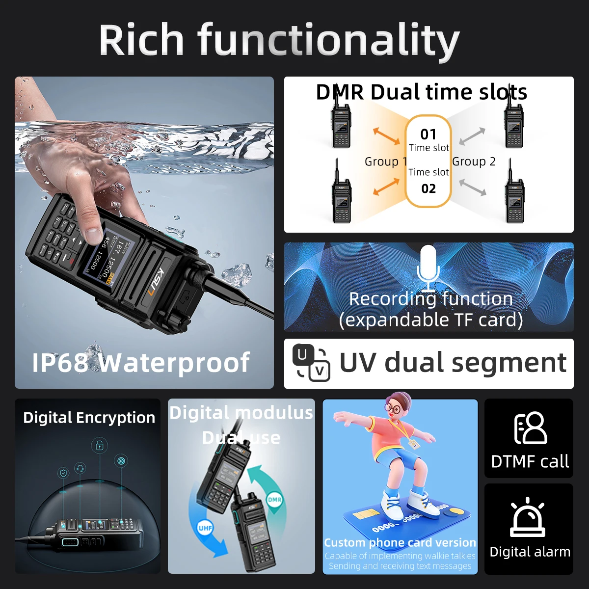 KSUT DM20UV DMR and Analog Two-way Radio Portable UHF VHF Ham Radios Long Distance Digital Walkie Talkie