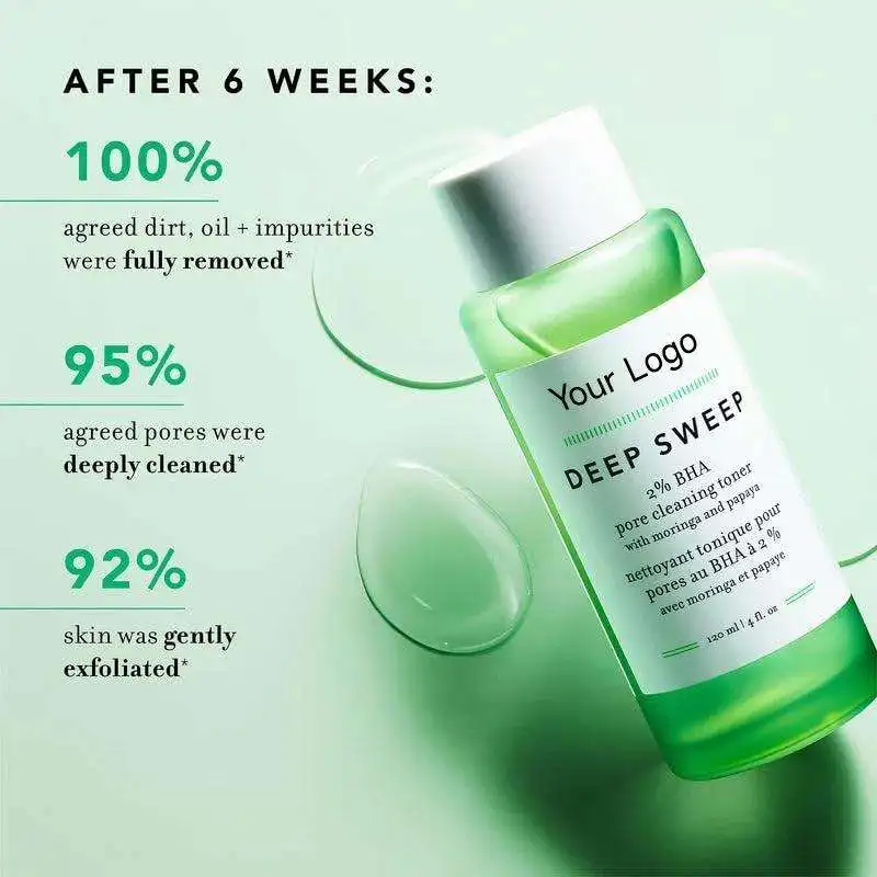 BLIW Private Label 120ml Remove Oil Pore Cleaning Toner Deep Sweep Exfoliated With Moringa And Papaya 2% BHA Toner