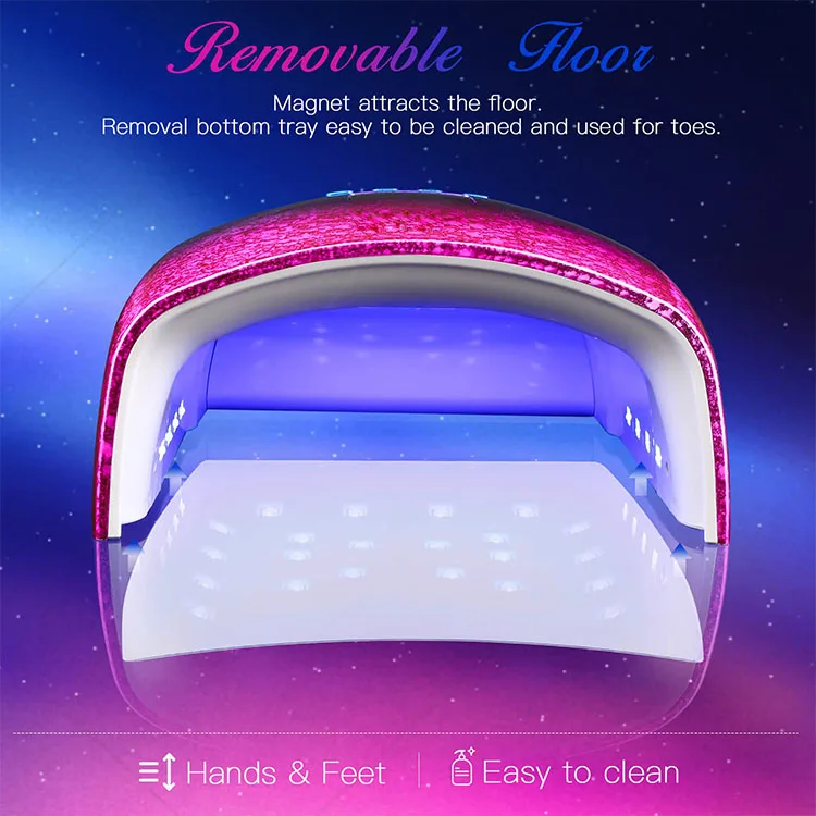 Professional Strong Power 48W Led UV Nail Lamp Pink Rechargeable Wireless Gel Nails Dryer For Polish Dry