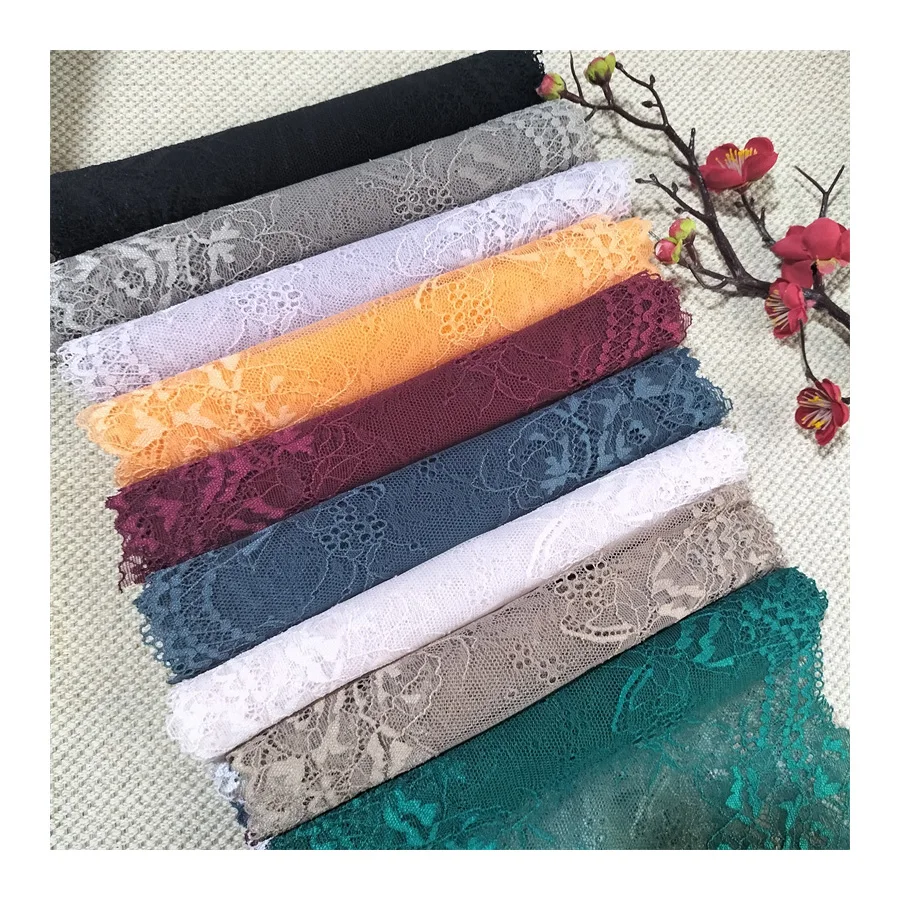 E3043 22.5cm Stretch Elastic Lace Trim crochet fabric fabric for bridal wedding dress french net lace metal badge