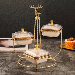 Household Small White Porcelain Plates Modern Serving Dish With Cover Ceramic Dried Fruit And Nut Party Gift Tray