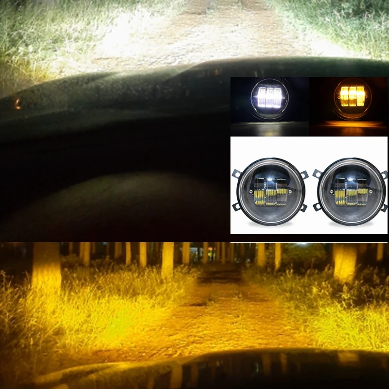 Set of LED fog/driving lights 60W for Renault Logan For Lada Vesta For Land Rover Defender 110 For Ford Focus 2 Restyling Fusion