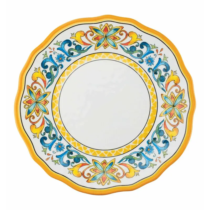 High Quality Custom Blue Phoenix Round Dinner Plate Melamine Dinnerware Round Serving Plate for Restaurant