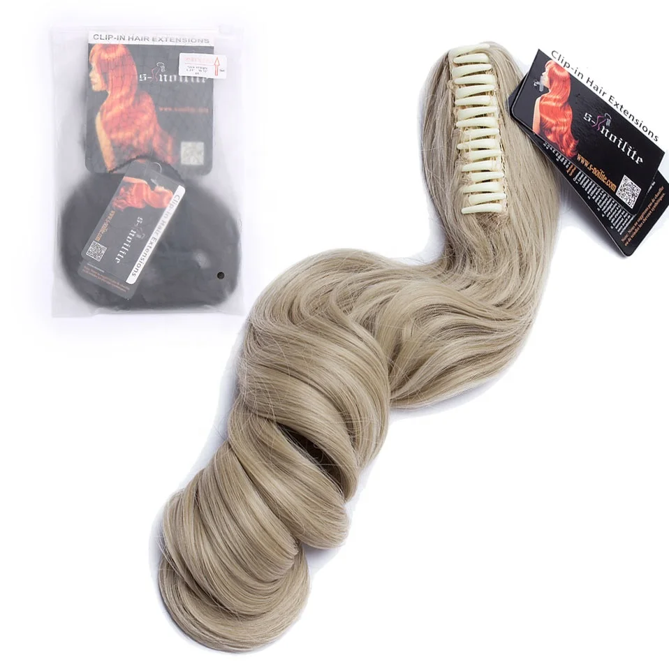 
S-noilite 26 Colors Synthetic Hair Claw Clip in Ponytail High Temperature Fiber Pony Tail Extension Hairpiece for Women 