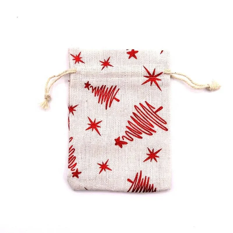 Customizable Canvas Gift Bags for Christmas Cotton Candy Apples Pattern Decorative Christmas Eve Packaging Bag