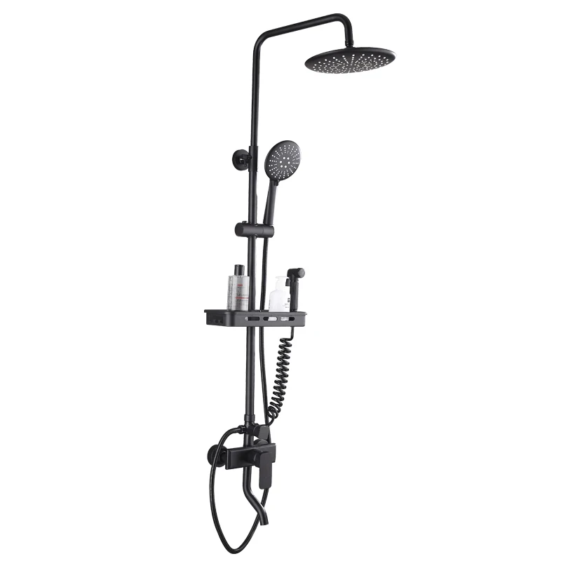 Sanitary Ware Modern Black Wall Mount Bathroom Shower Set Column