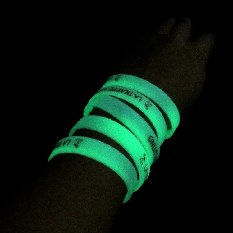 Promotional Silicone Wristbands Custom  Logo Customized Luminous Rubber Bracelet Fluorescent Silicone Wristband