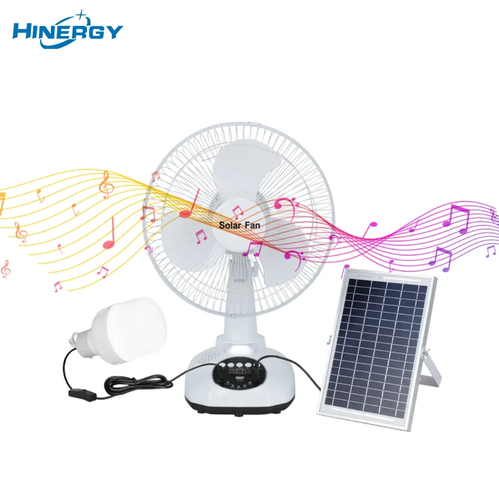 Wholesale Multi Function Music Bluetooth LED Light 12 inches Brushless Rechargeable Solar Fan Price