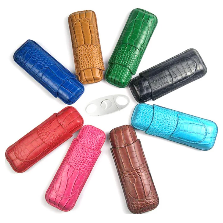 2020 amazon hot selling style alligator grain leather cigar case for sale