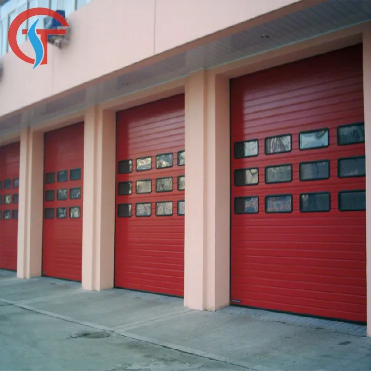 Warehouse industrial automatic sectional door with dock leveler