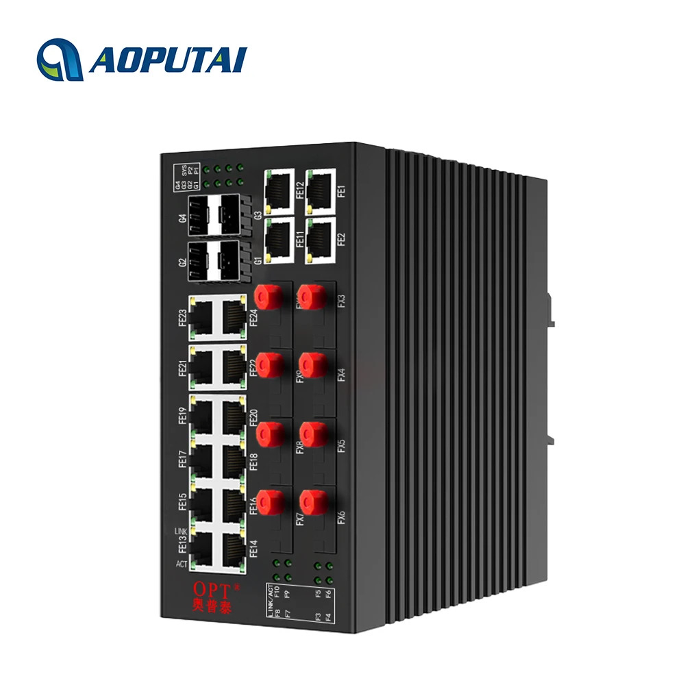 Industrial Grade Managed 16 100M Base-TX RJ45 Ethernet Port 8 Fiber Port and 4 SFP port Network Switch