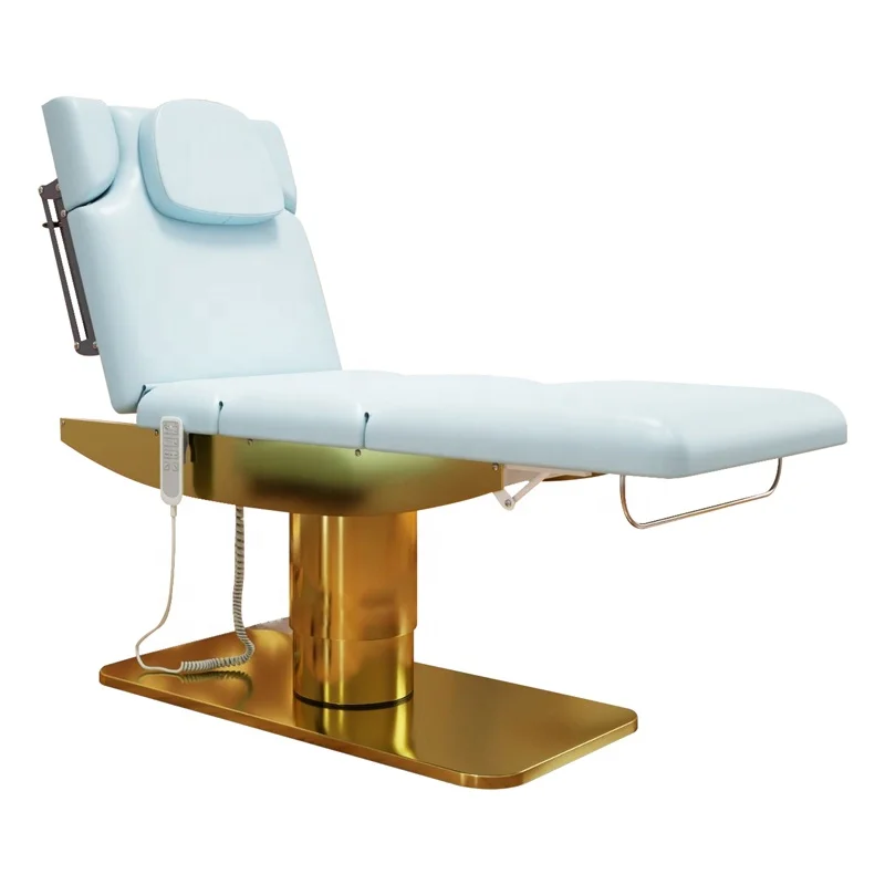 Gold Base 3 Motors Electric Beauty Bed Cosmetic Stretcher Multi-functional Salon Spa Lash Bed Massage Table