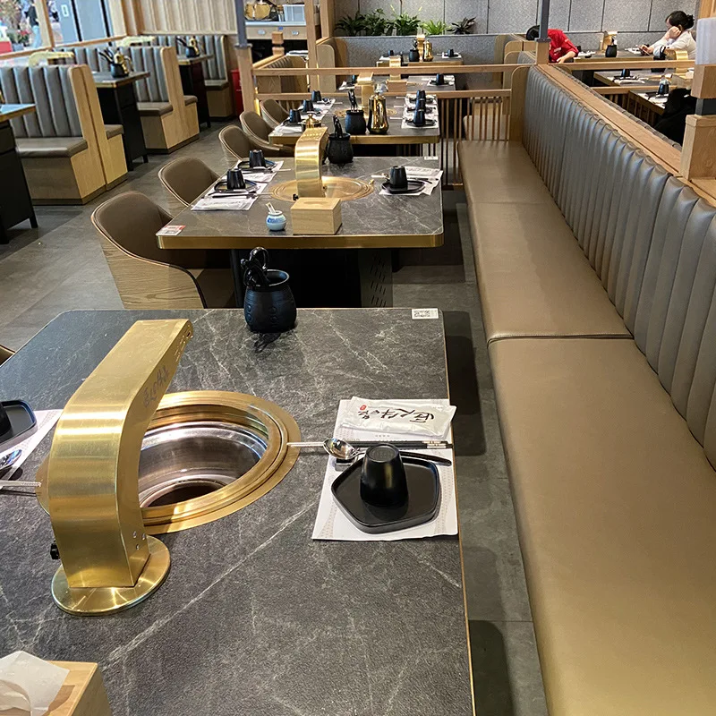 Korean BBQ Grill Table Smokeless Restaurant Black Charcoal Barbecue Tables