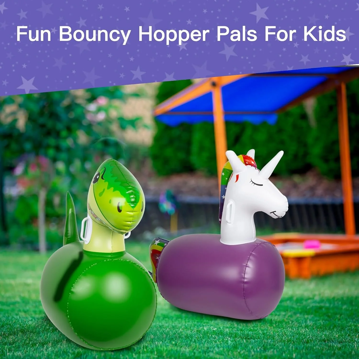 LC Kids Unicorn and  Dino Hopping Toys Inflatable Jumping Ride on Bouncer Hopper Horse Inflatable Bouncing Ride-on