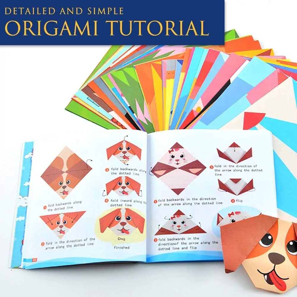 108 Sheets Colourful Origami Puzzle Game DIY Cut Folded Paper Handmade Craft Crafts Set Toys