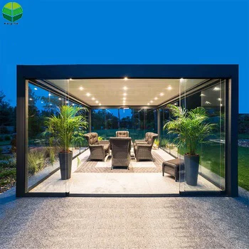 3*3 4*4 * Outdoor Modern Aluminum Motorized Louvre Roof Sun Bioclimatic Pergola Metal Customized Electric Panel Waterproof