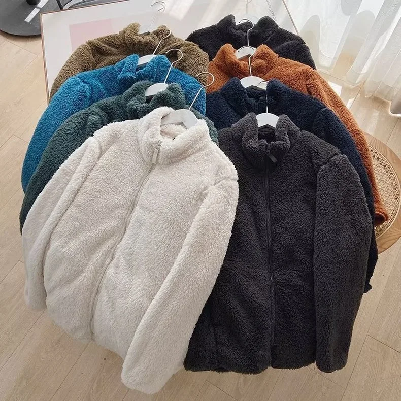 Wholesale Blank Sherpa Wool Jacket Fleece Zip Up Jacket Custom Women Men Sherpa Zip Fleece Jacket