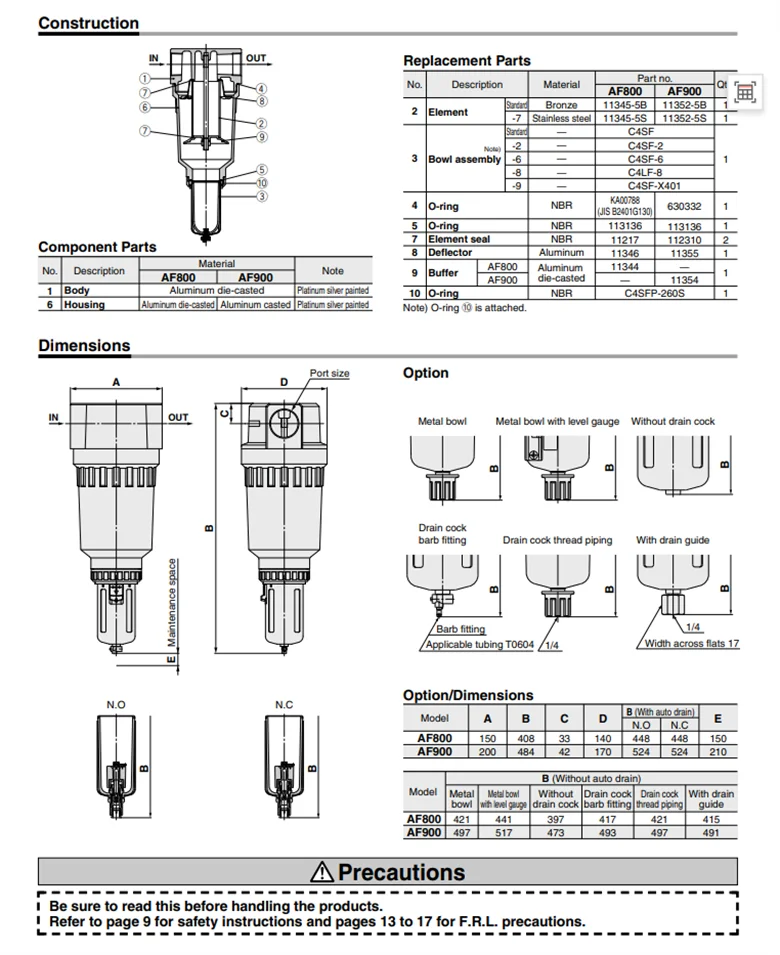 SMC AF911-20-1-70 High Flow type air Filter Precision regulator SMC air supply assembly accessories
