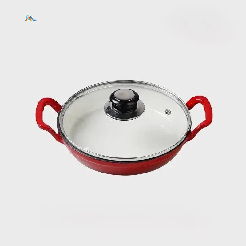 Hot Sale Enameled Cast Iron Round Pan / Roaster Pan Set Non Stick Cookware Set