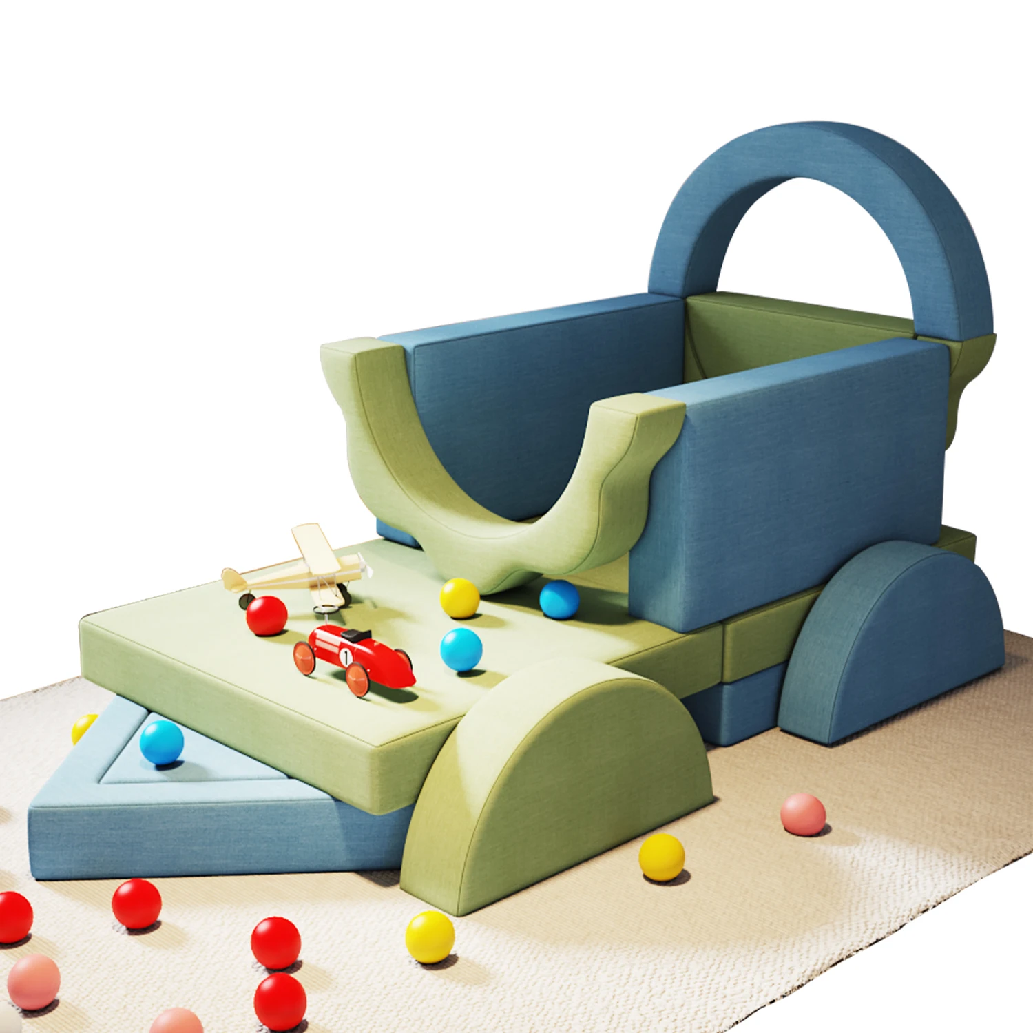 OEM Order kids playgrounds customization Sectional Sofa 18 PC Playroom Imaginative Furniture Play Couch kids Sofa For livingroom