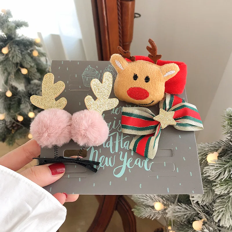 Christmas Small Hairclip Gift Gift Set Headwear Hairpin Glasses Frame Antlers Bracelet Hairpin Head Buckle