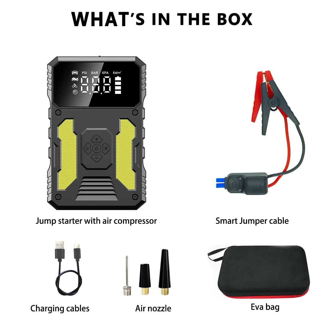 2024 Popular Emergency Jump Starter With 150PSI Air Compressor Lithium Ion Car Battery Car Jump Starter With Air Pump