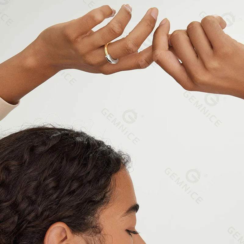 925 sterling silver two-tone Gold & Silver tube ring