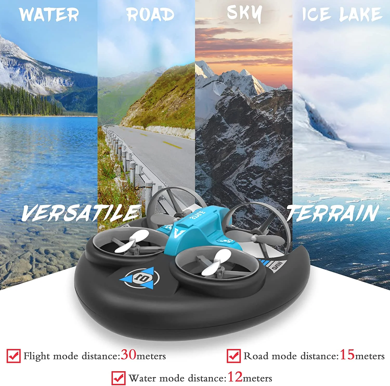 DWI Dowellin Hovercraft Mini Drone Drift Cars Boat RC Boat UFO Remote Control Air-Ground-Water Waterproof Aircraft