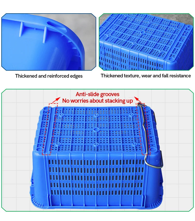 Heavy Duty HDPE Food Grade Stackable Storage Mesh Trays Mesh Stack Vented Plastic Crates Basket For Fruit Vegetable