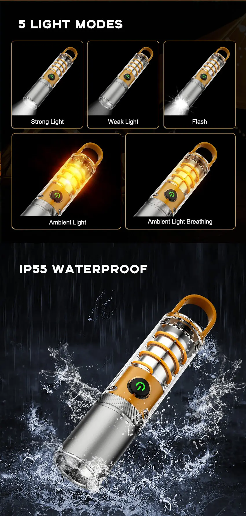 New Design Soft tungsten wire flashlight torch light powerful rechargeable battery EDC small hunting led flashlight camping