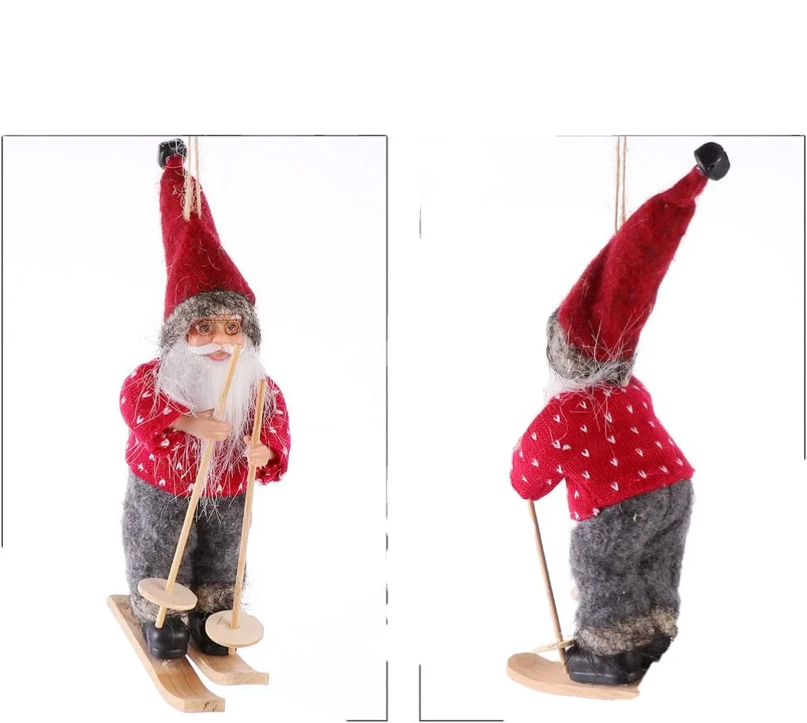 18CM christmas santa doll with sledding Christmas ornament xmas indoor desk decoration tree hanging