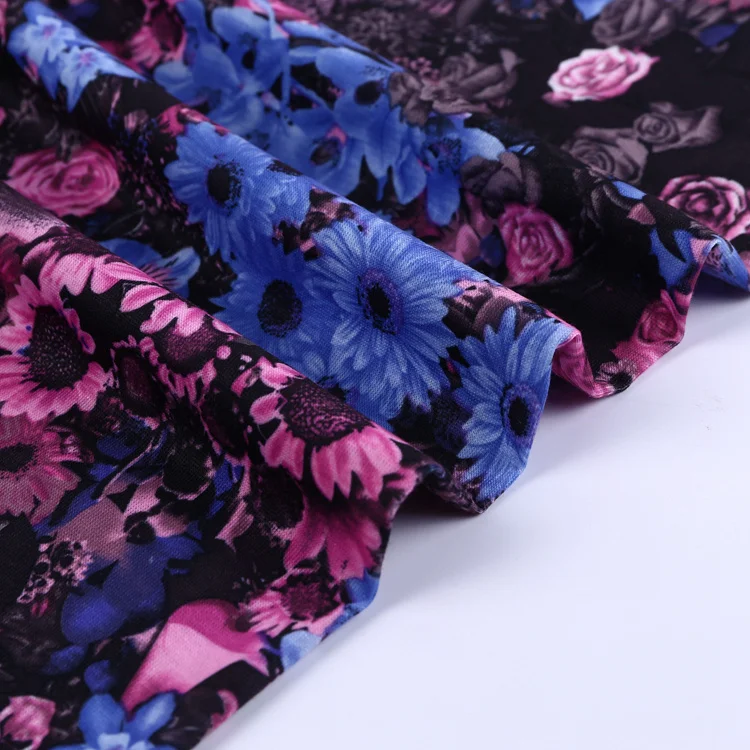
97polyester 3spandex flower print buy single jersey knitted fabric 