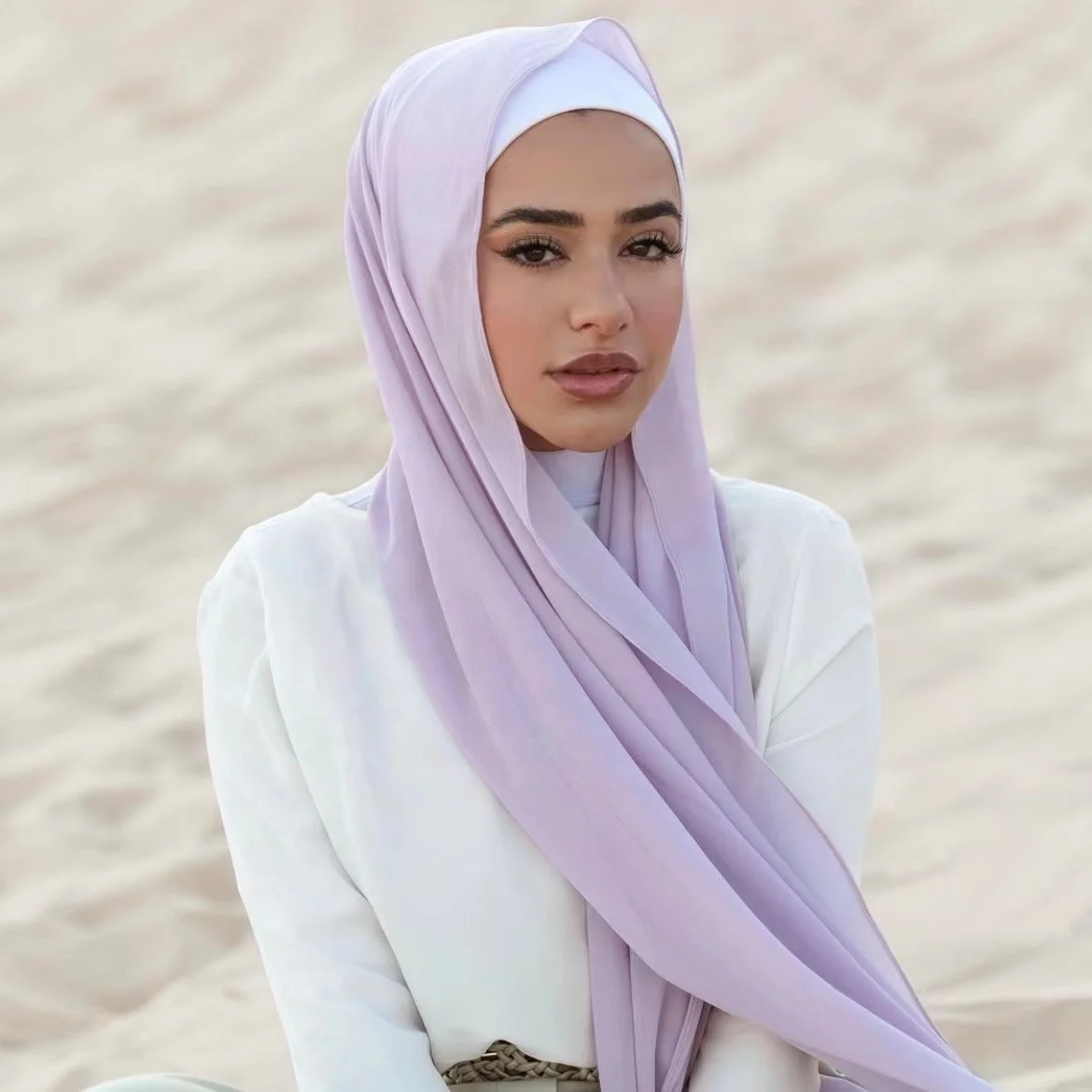 Hot Selling Muslim Women Plain Color Big Pleated Instant Bubble Chiffon Headscarf Instant Head Cover Wrap Scarf Hijabs