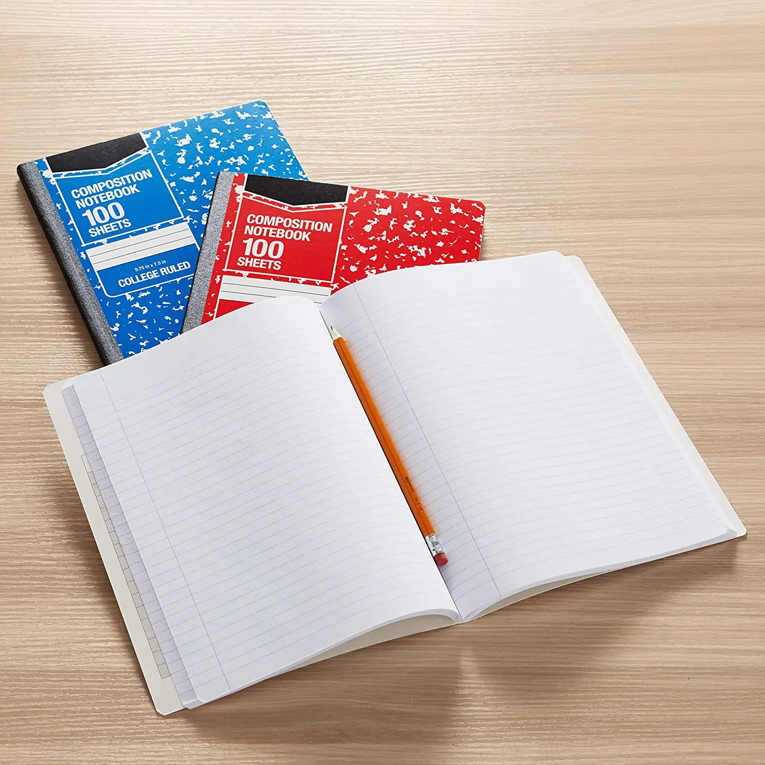 100 Sheet Assorted Marble Colors 4-Pack Basics College Ruled Composition Notebook