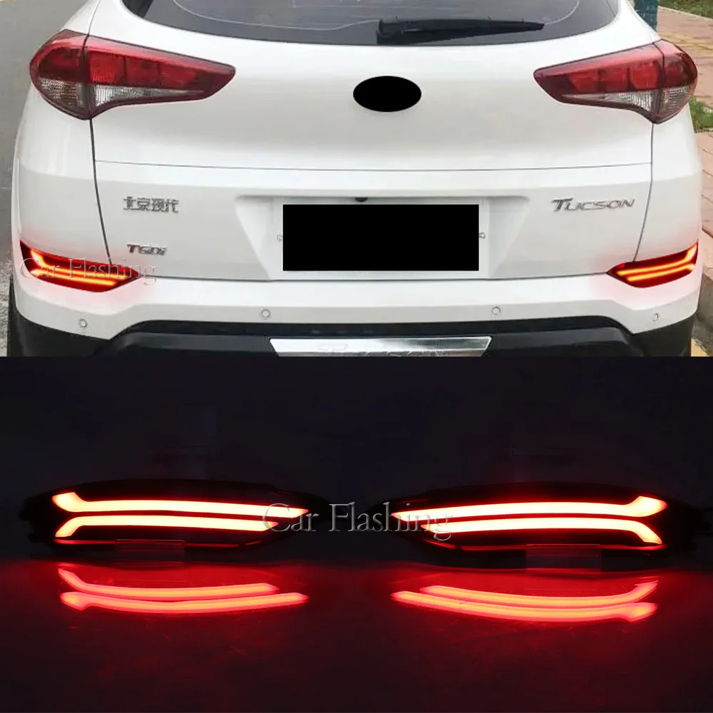 Car LED Reflector Light For Hyundai tucson 2015 2016 2017 2018 2019 2020 Rear Fog Lamp Dynamic turn Signal Brake Light