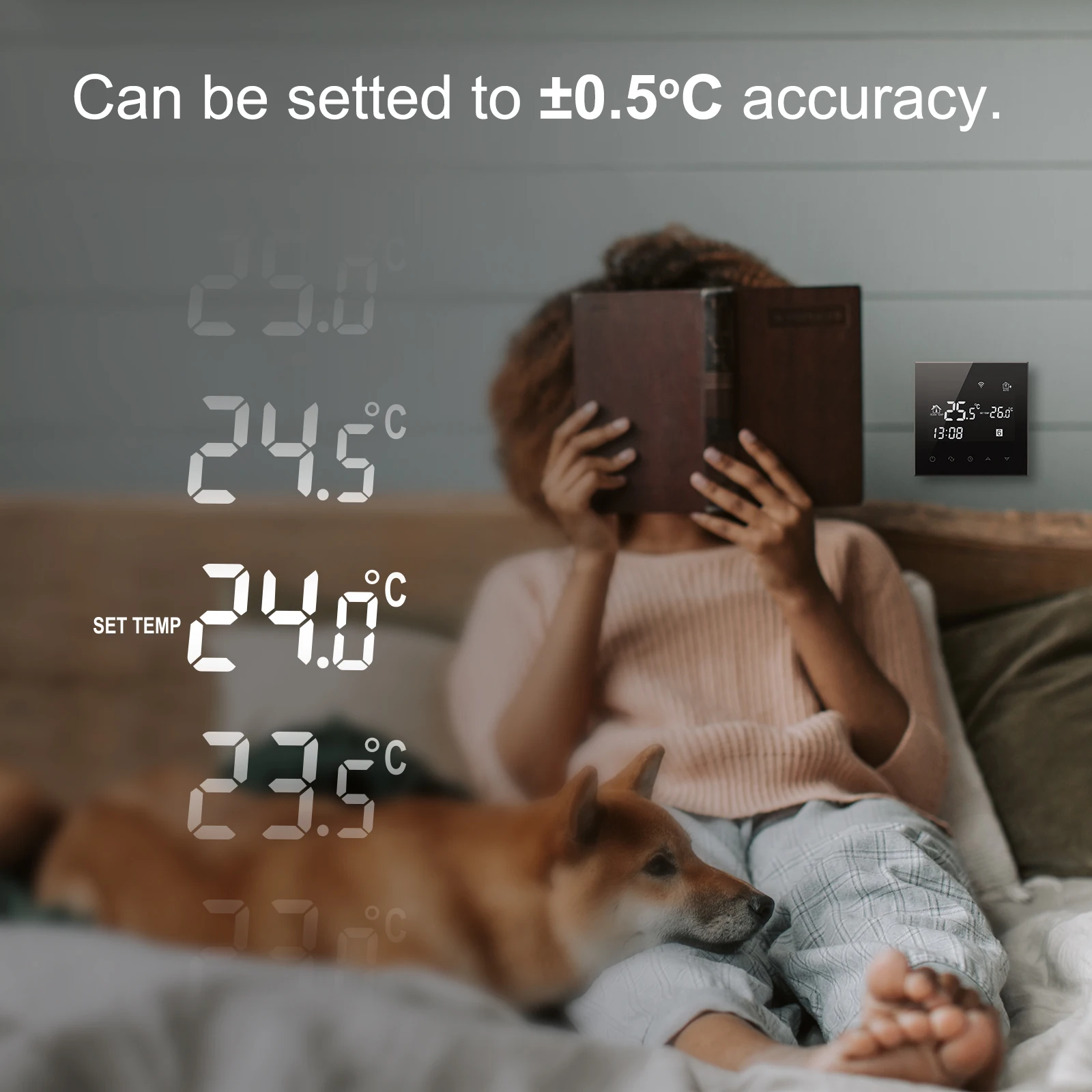 Beok TGT70-WIFI-EP wifi thermostats for electric underfloor heating system black glass touch screen temperature controller