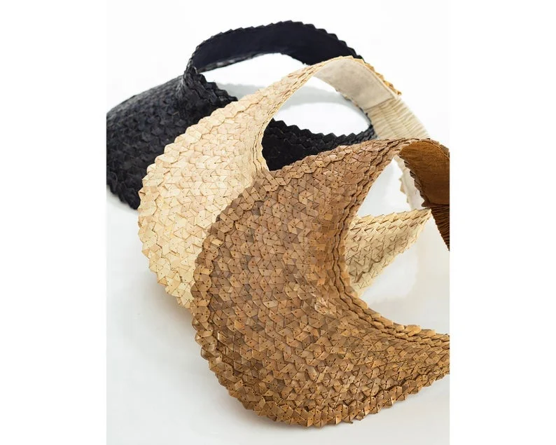  Woman Summer Beach Sun Visor UV Protection Outdoor Natural Raffia Straw Rattan Leaf Palm