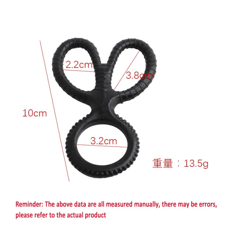 Silicone Three Ring Waterproof Male Products Strong Vibration Delay Ejaculation Penis Cock Ring Sex Toy Black Customized