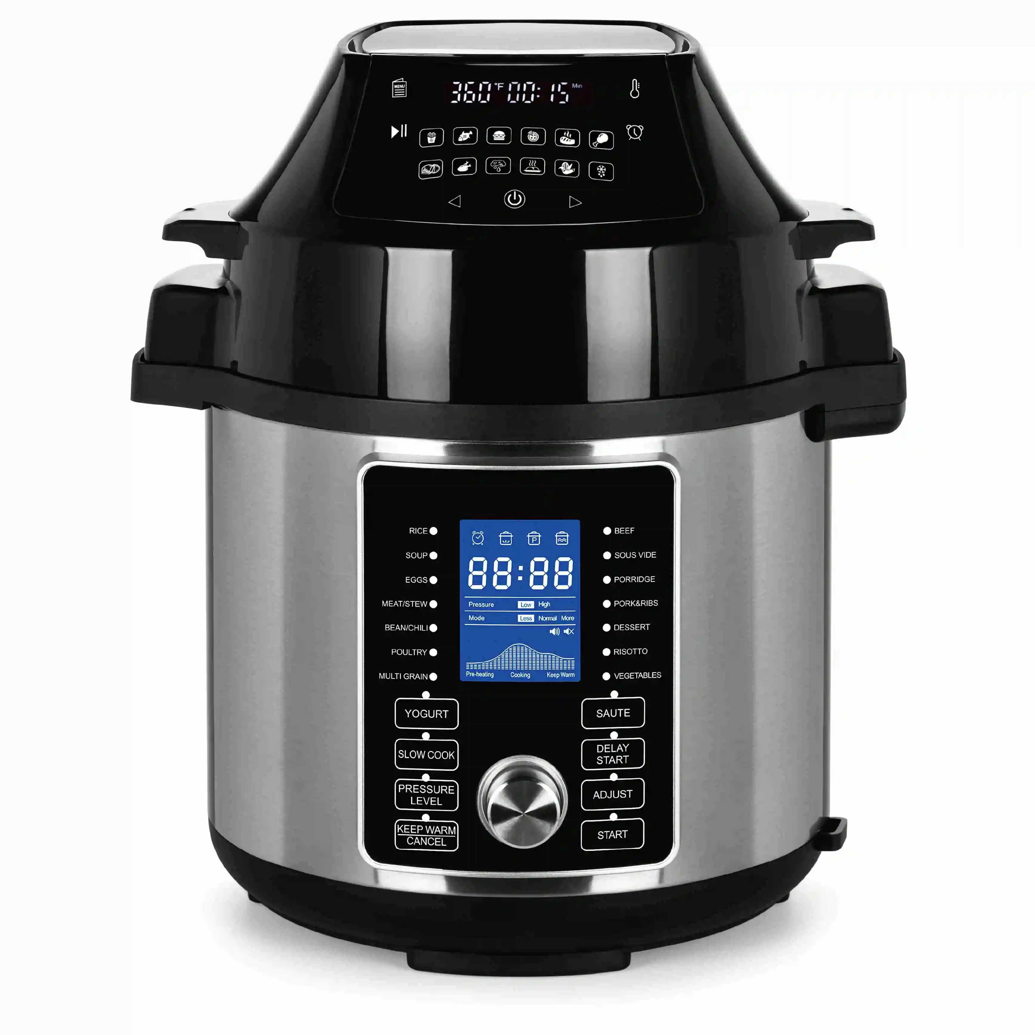 
Pressure GTAP06A Instant Two lid Two LCD display Electric Air Fryer Pressure Cooker all in one 