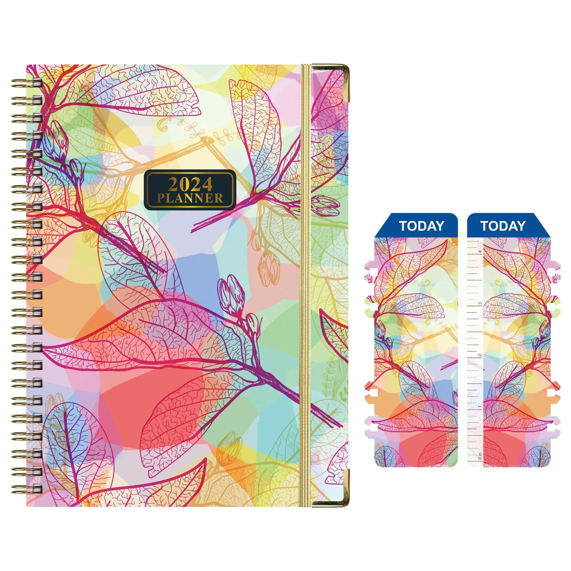 2024 planner spiral bound Weekly & Monthly Jan 2024 - Dec 2024schedule book planner daily Hardcover Monthly Tabs Pocket bandage