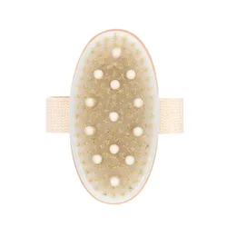 Abeis Hot Selling Low MOQ Stock Massage Bath Shower Brush Super Soft 100% Boar Bristle  Dry Body Brush